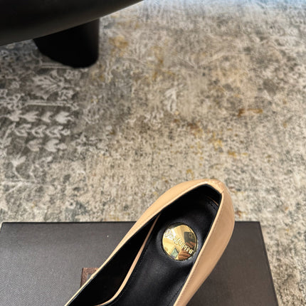 YSL 26S HEELED SHOES 110 MM IN WARM NUDE GLOSSY CALFSKIN