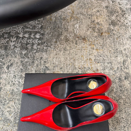 YSL 26S HEELED SHOES 110 MM IN RED GLOSSY CALFSKIN