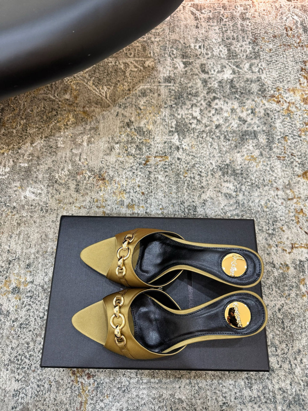 YSL 26S POINTED TOE HIGH HEEL SANDALS 65 MM IN OLIVE GREEN FABRIC