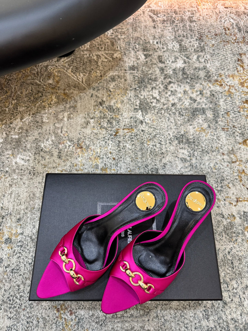 YSL 26S POINTED TOE HIGH HEEL SANDALS 65 MM IN DARK PINK FABRIC