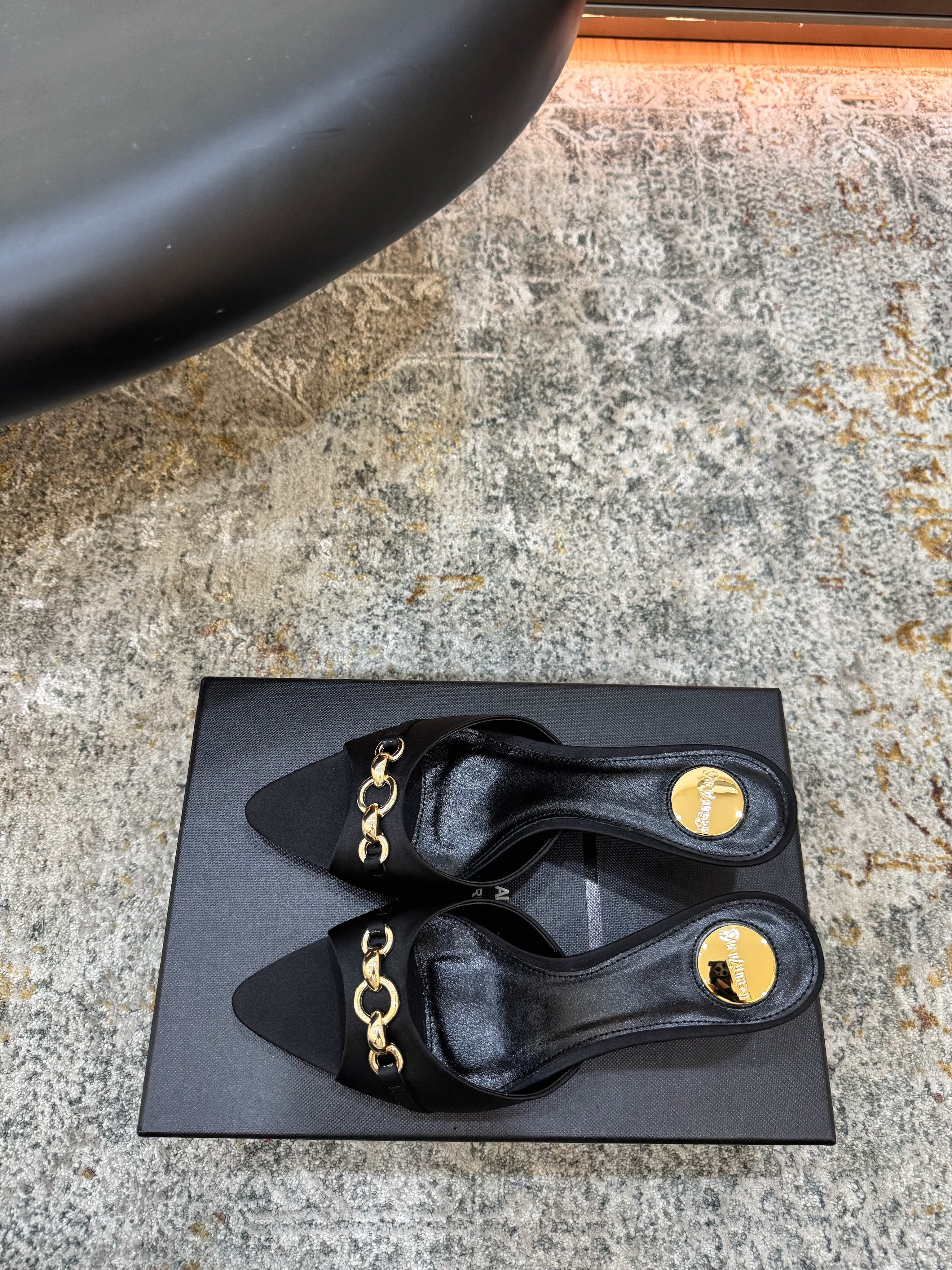 YSL 26S POINTED TOE HIGH HEEL SANDALS 65 MM IN BLACK FABRIC