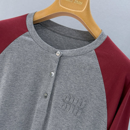 MIUMIU 26S LONG SLEEVE BUTTONED T-SHIRT 895