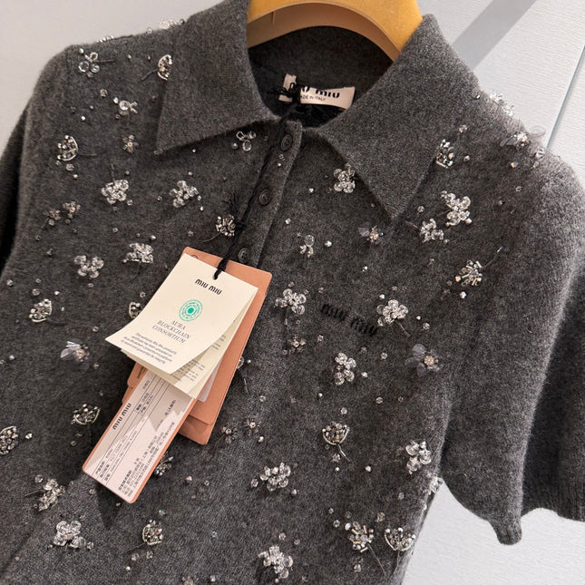 MIUMIU 26S SHORT-SLEEVED KNIT POLO SHIRT STYLE 1061