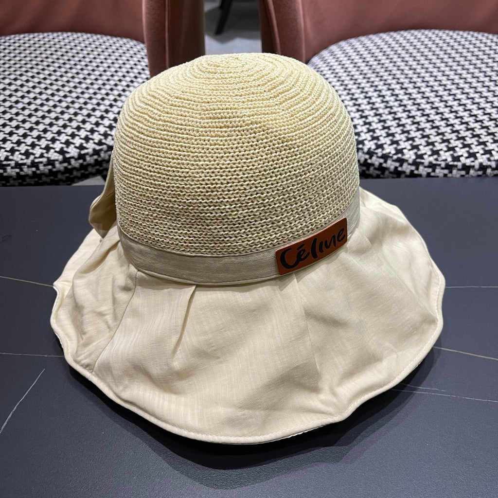 WIDE BRIM HAT MODEL 651948 IN BEIGE MESH FABRIC