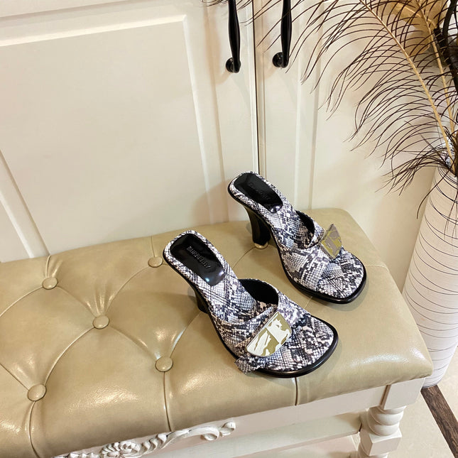 BURBERRY 26S HEELED SANDALS 100 MM IN SNAKESKIN PRINT CALFSKIN