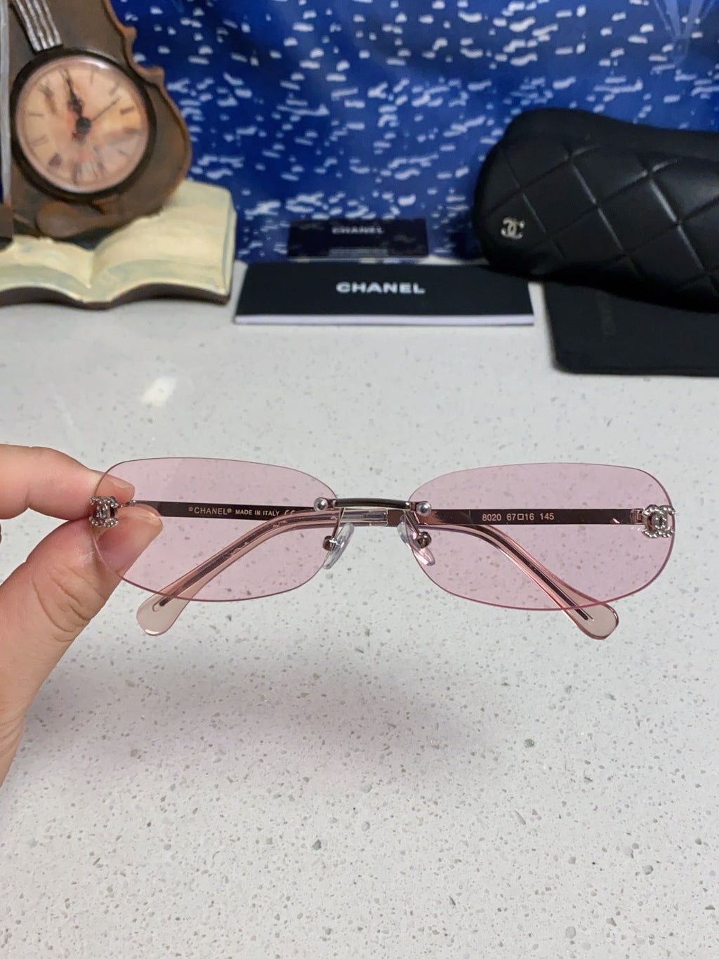 CHANEL RECTANGLE SUNGLASSES PINK IN METAL 948114