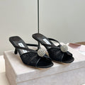 JIMMY CHOO 26S SACORA MULE 80 MM IN BLACK CRYSTAL EMBELLISHMENT