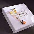 MIUMIU 26S ROSE QUARTZ BEADED ACORN DROP EARRINGS IN GOLD TONE METAL 614244
