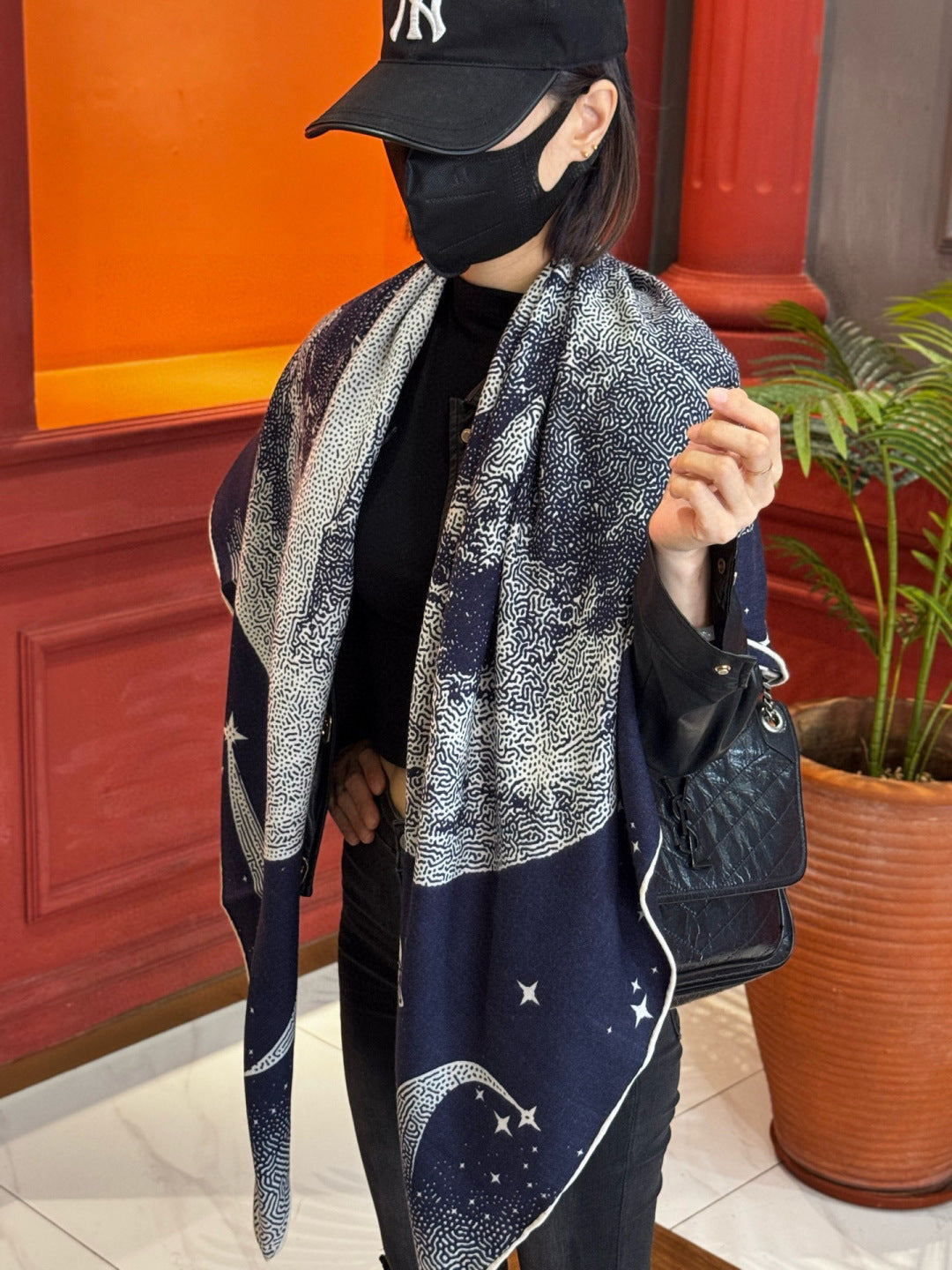 HERMES 25S SCARF 140 IN SILK CASHMERE 987418