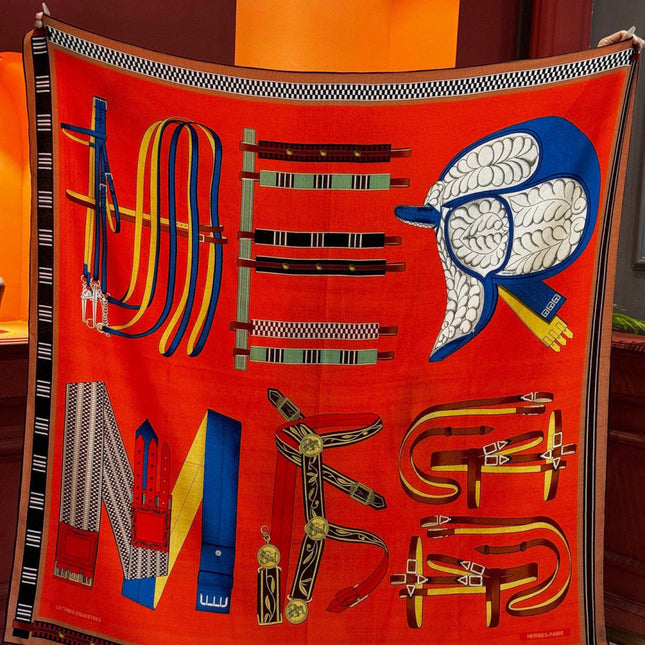 HERMES 25S SCARF 140 IN SILK CASHMERE 989482