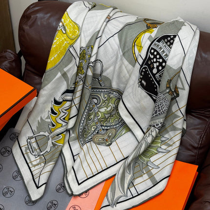 HERMES 25S SCARF 140 IN SILK CASHMERE 989483