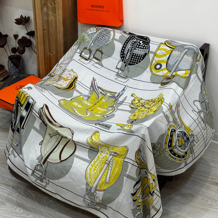 HERMES 25S SCARF 140 IN SILK CASHMERE 989483