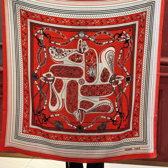 HERMES 25S SCARF 140 IN SILK CASHMERE 991680