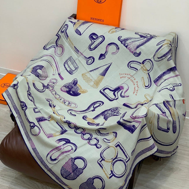 HERMES 25S SCARF 137 IN SILK CASHMERE 991688