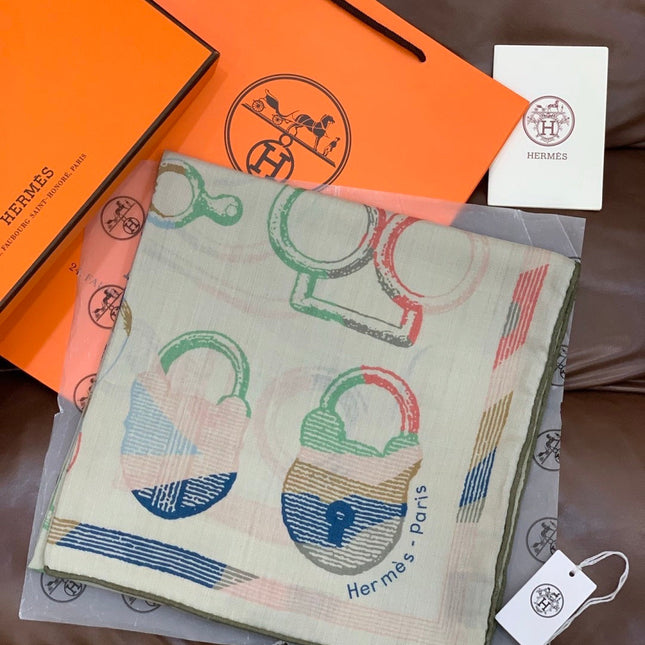 HERMES 25S SCARF 137 IN SILK CASHMERE 991689