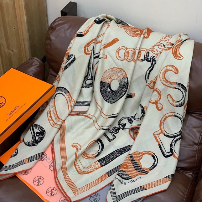 HERMES 25S SCARF 137 IN SILK CASHMERE 991692