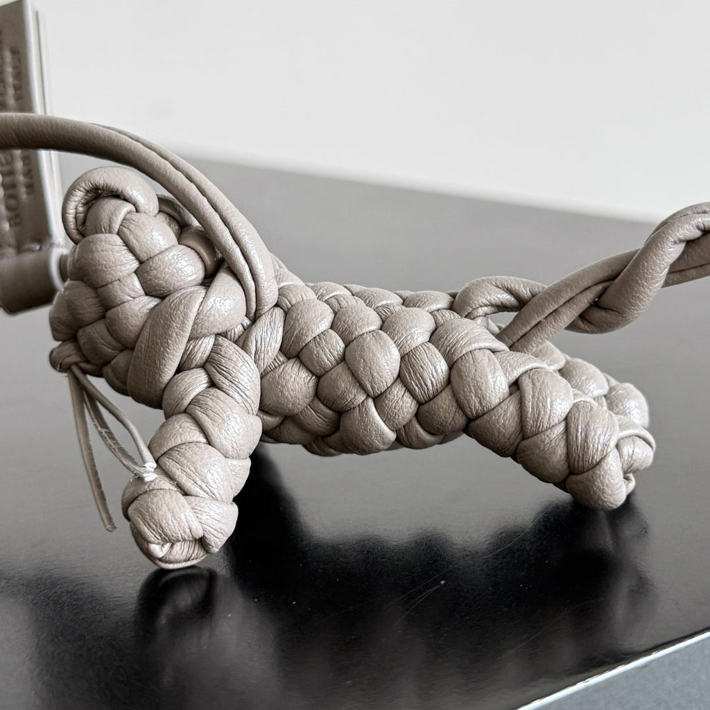 BOTTEGA VENETA 25S CAT CHARM IN GREIGE CALFSKIN