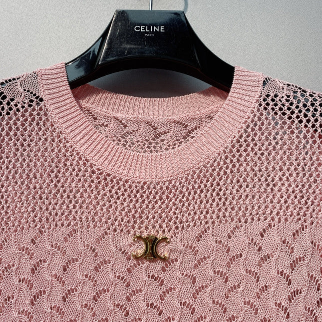 CELINE 26S LOGO SHORT SLEEVE KNITTED TOP 179