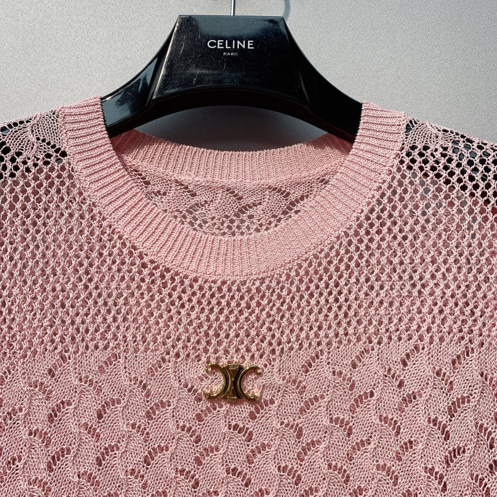 CELINE 26S LOGO SHORT SLEEVE KNITTED TOP 179