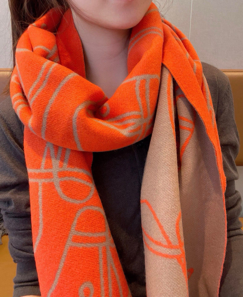 HERMES 25S SCARF 195 IN CASHMERE 989853