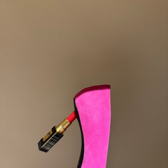 BALMAIN 26S HIGH HEELS 100 MM IN DARK PINK SUEDE