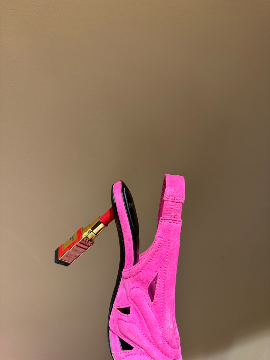 BALMAIN 26S SLINGBACK HEELS 100 MM IN DARK PINK SUEDE