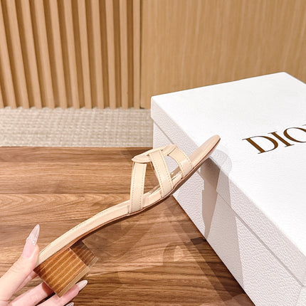 DIOR 26S HEEL SANDALS IN BEIGE CALFSKIN STRAPPY