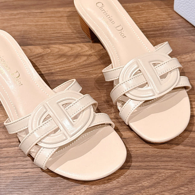 DIOR 26S HEEL SANDALS IN BEIGE CALFSKIN STRAPPY