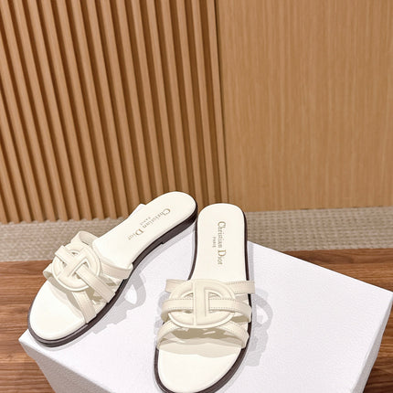 DIOR 26S SLIDE SANDALS IN WHITE CLUB WOVEN CALFSKIN