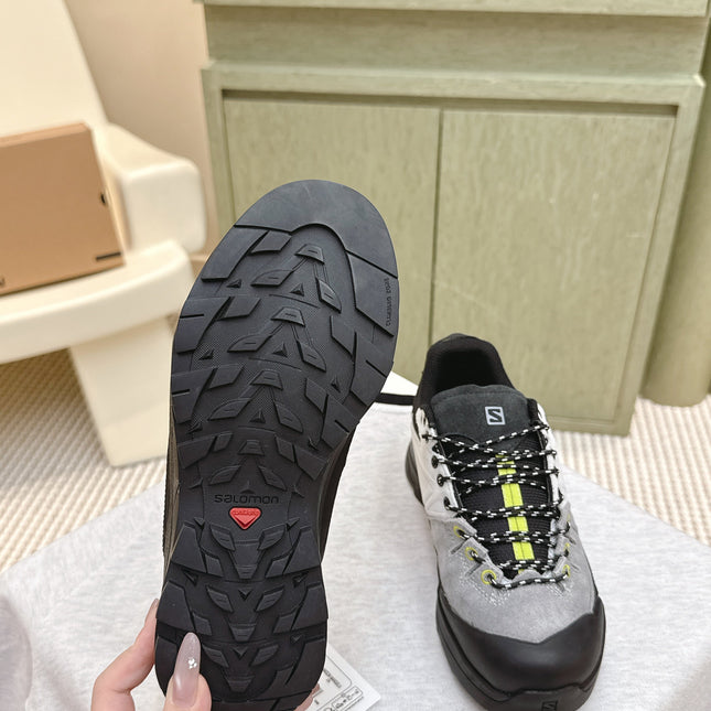 ALO 25S SALOMON X-ALP LTR SNEAKER IN GREY AND WHITE SUEDE
