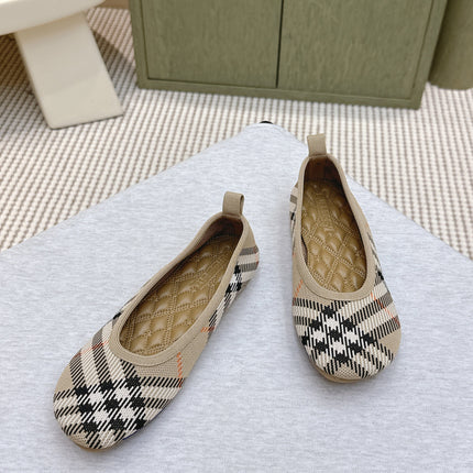 BURBERRY 26S BALLET FLATS IN BEIGE AND BLACK KNIT STYLE 1