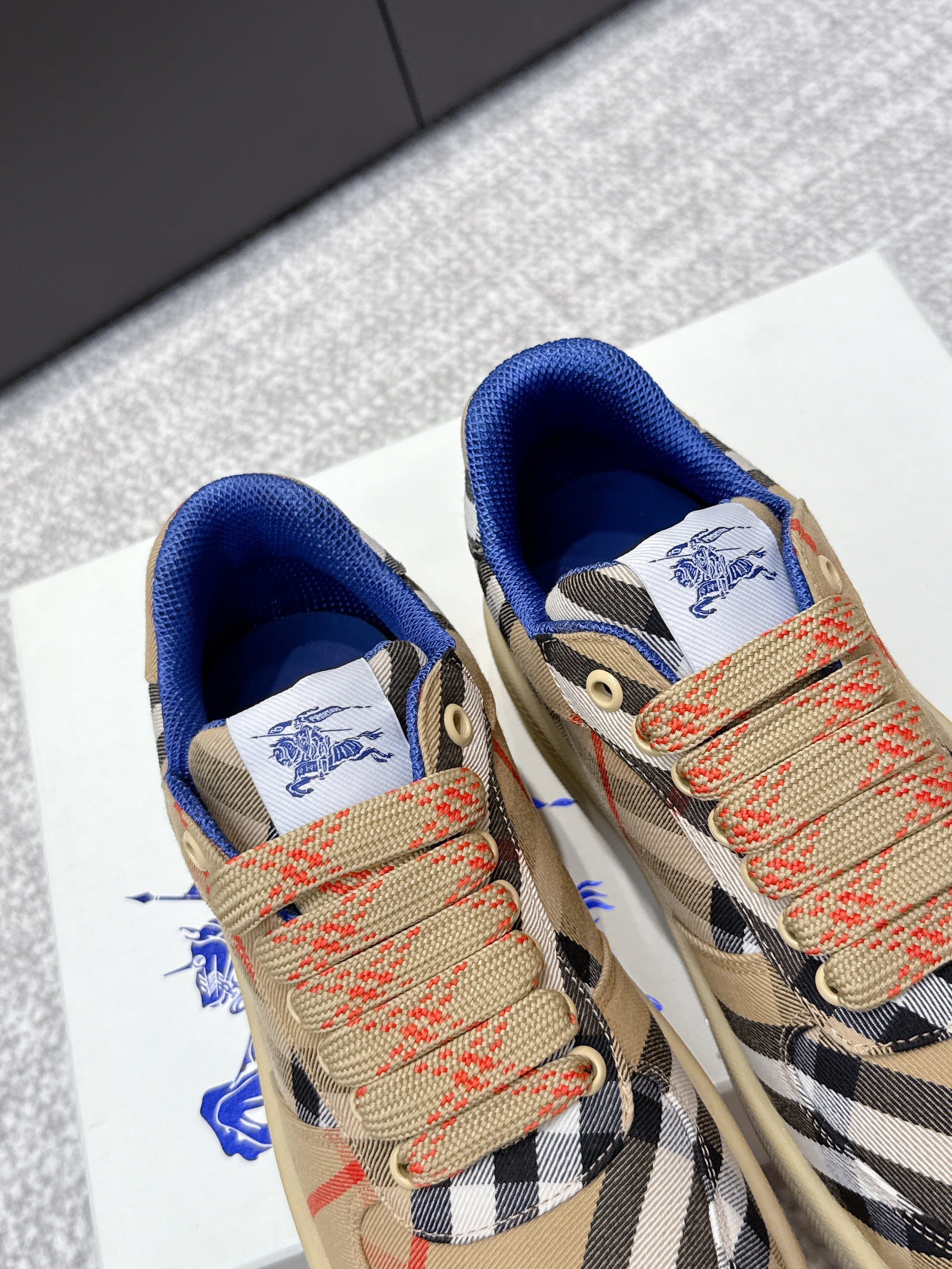 THE BURBERRY CHECK TERRACE SNEAKERS IN BROWN CANVAS