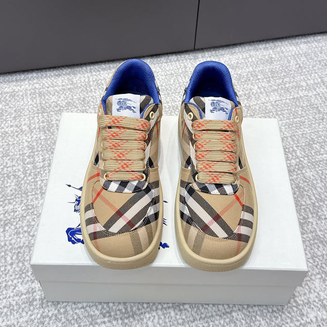 THE BURBERRY CHECK TERRACE SNEAKERS IN BROWN CANVAS