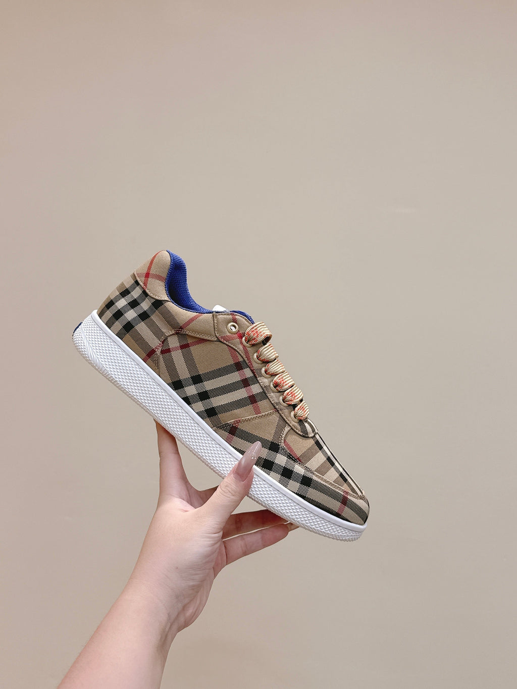 BURBERRY 26S PLAID TERRACE SNEAKERS IN LIGHT BROWN CANVAS STYLE 13