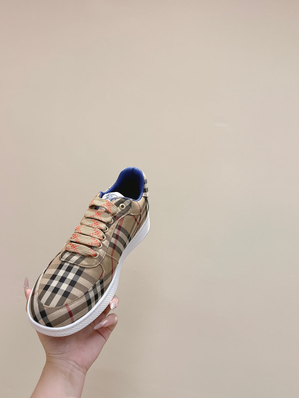 BURBERRY 26S PLAID TERRACE SNEAKERS IN LIGHT BROWN CANVAS STYLE 13
