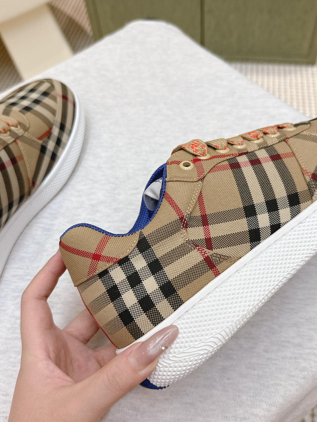 BURBERRY 26S PLAID TERRACE SNEAKERS IN LIGHT BROWN CANVAS STYLE 13