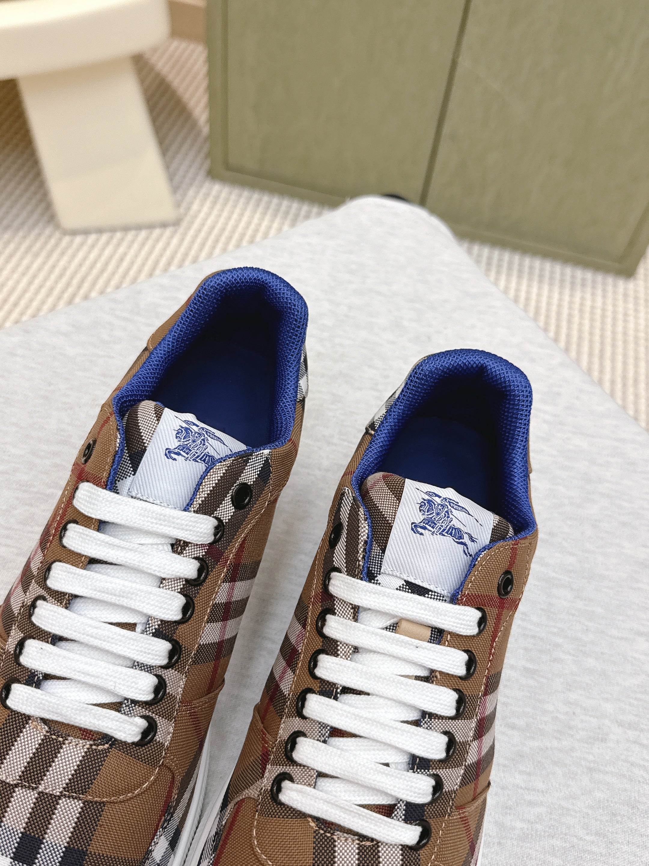 BURBERRY 26S PLAID TERRACE SNEAKERS IN BROWN CANVAS STYLE 12