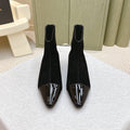 ALAIA 26S ANKLE BOOTS IN BLACK SUEDE AND GLOSSY CALFSKIN