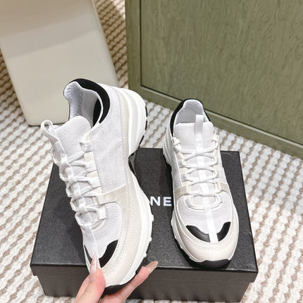 CHANEL 25S LUXURY SNEAKERS IN WHITE CALFSKIN AND SUEDE