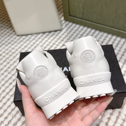 CHANEL 25S SNEAKERS 35MM IN GREIGE SUEDE WITH VELCRO STRAPS