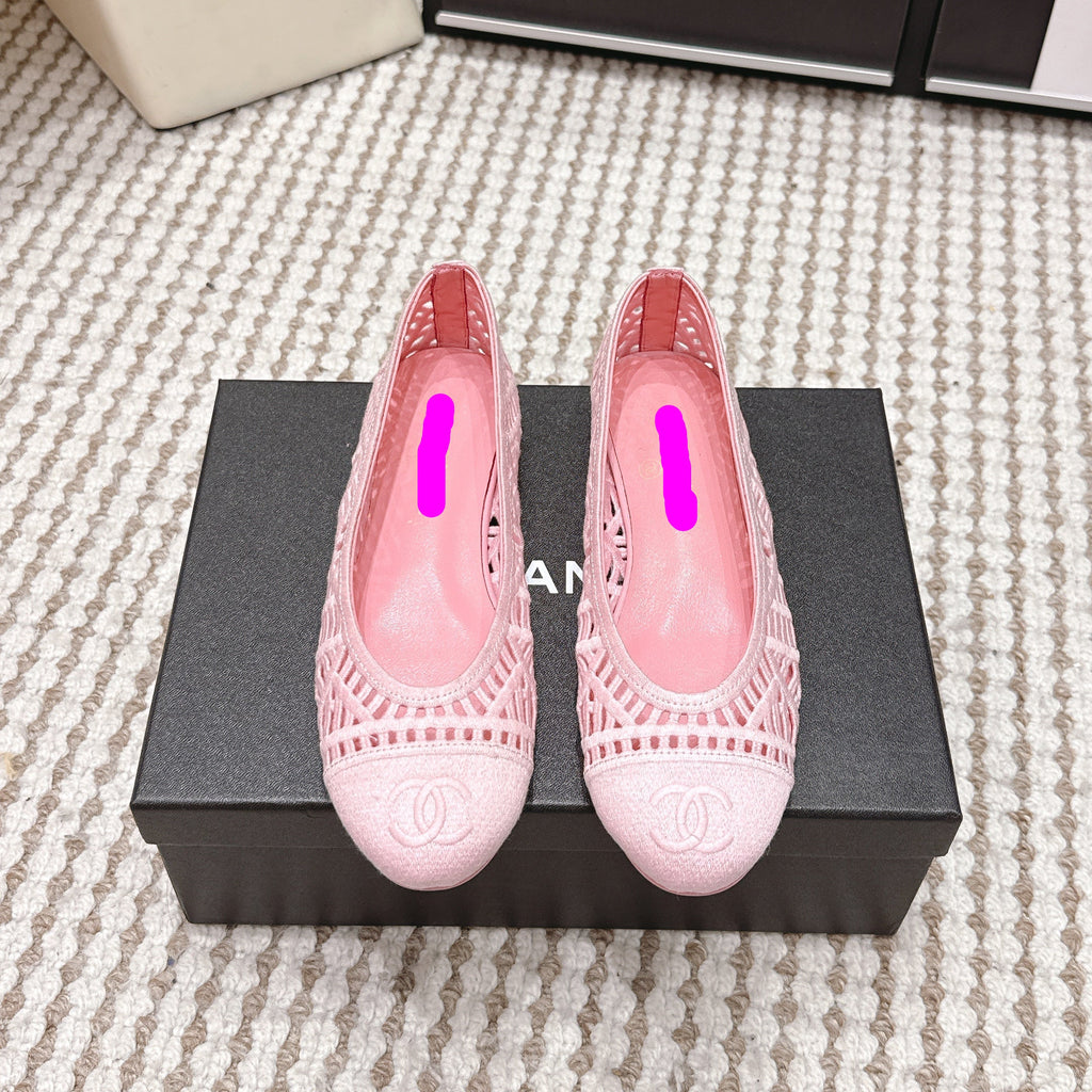 26S BALLET FLATS IN LIGHT PINK MESH AND FABRIC
