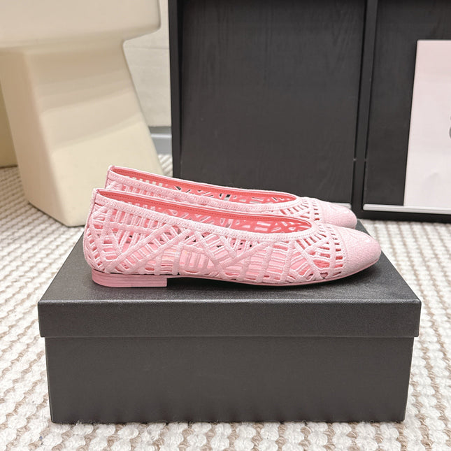 26S BALLET FLATS IN LIGHT PINK MESH AND FABRIC