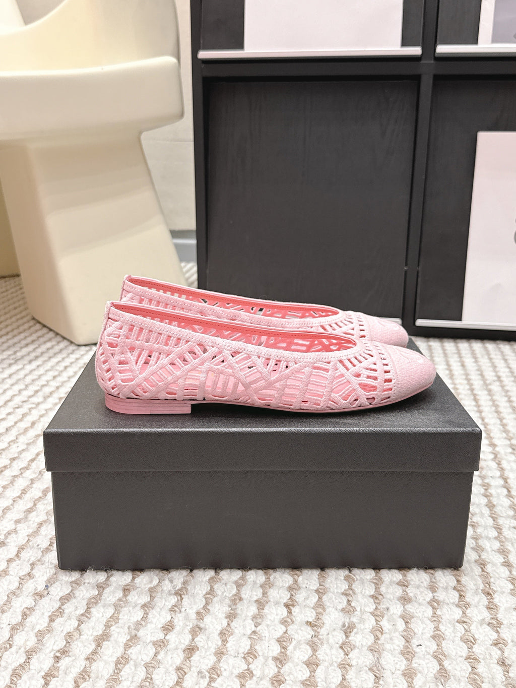 26S BALLET FLATS IN LIGHT PINK MESH AND FABRIC