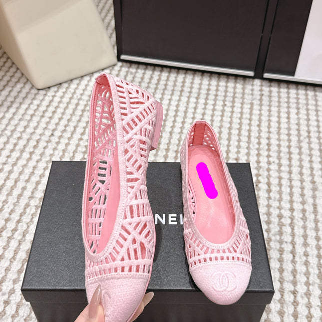 26S BALLET FLATS IN LIGHT PINK MESH AND FABRIC