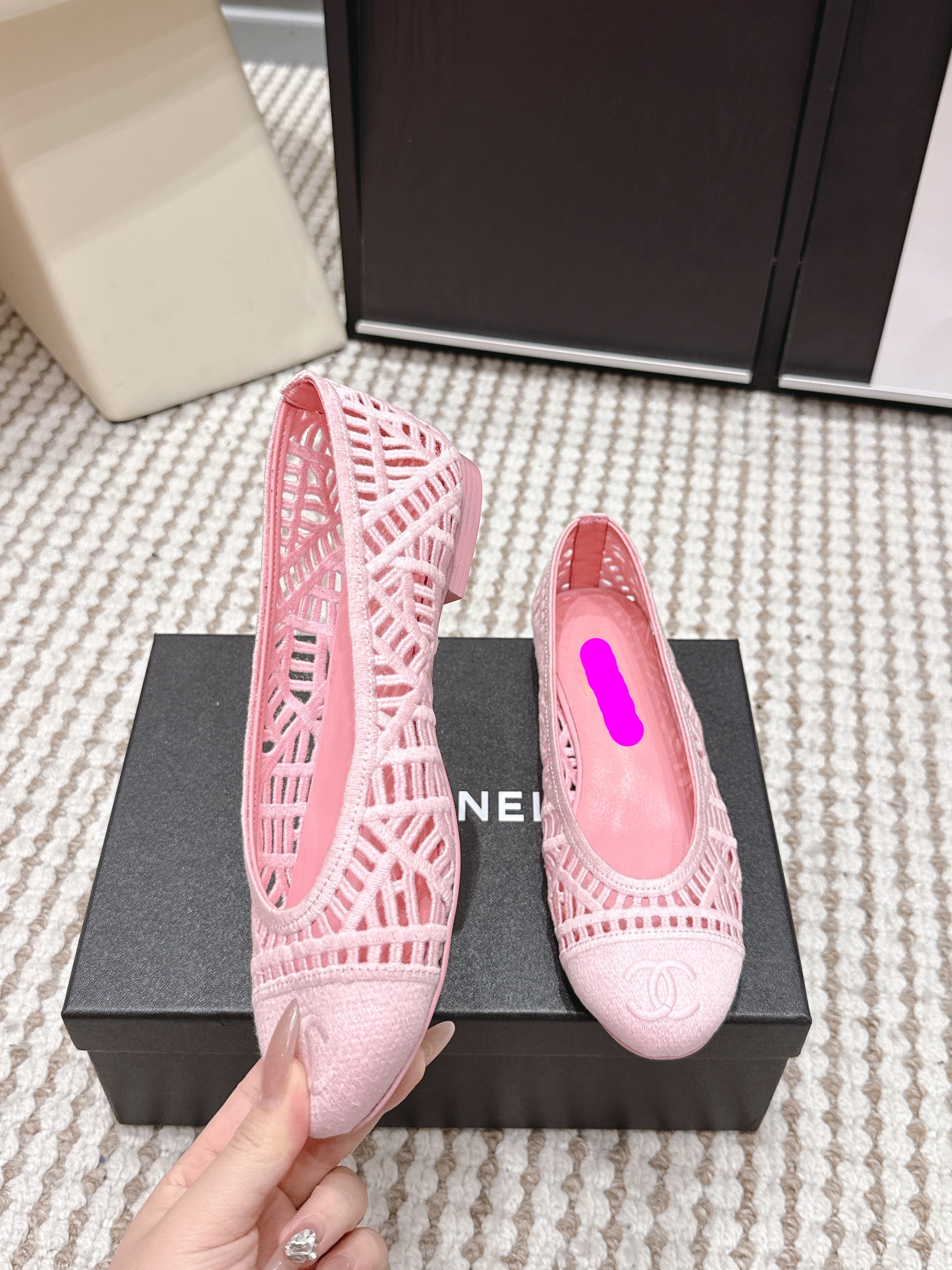 26S BALLET FLATS IN LIGHT PINK MESH AND FABRIC