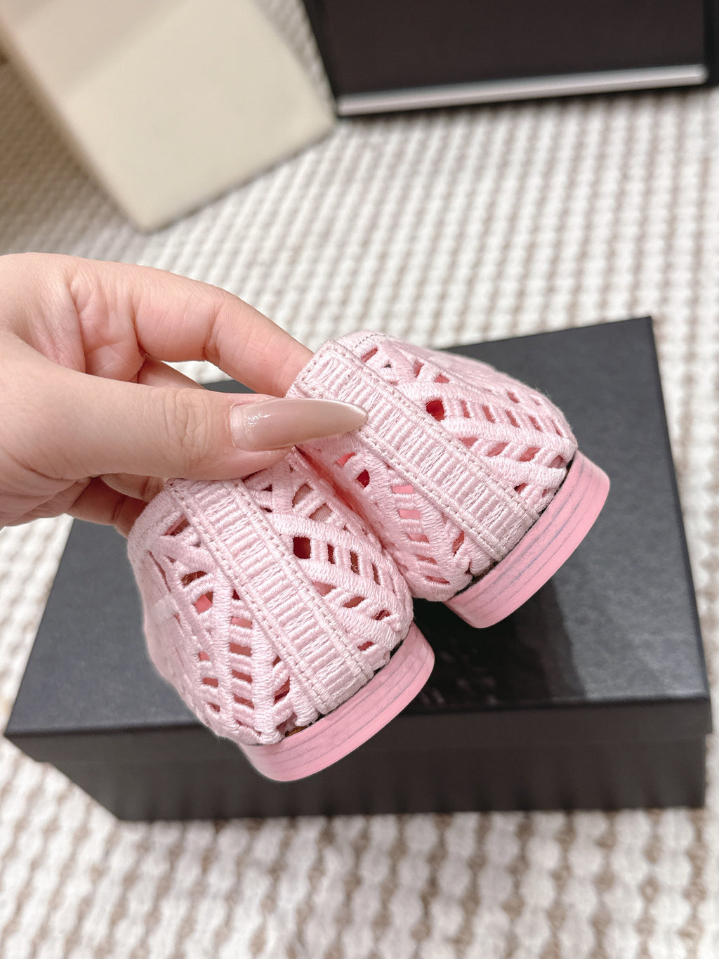 26S BALLET FLATS IN LIGHT PINK MESH AND FABRIC