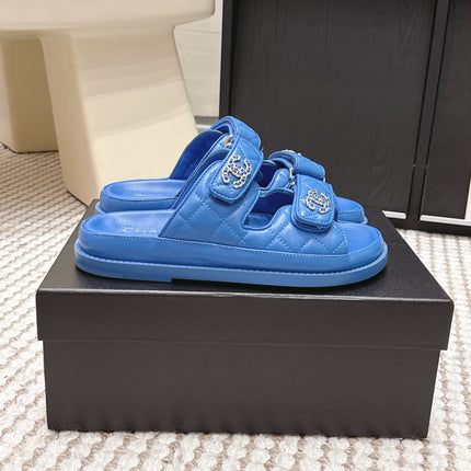 CHANEL 26S SANDALS IN BLUE CALFSKIN