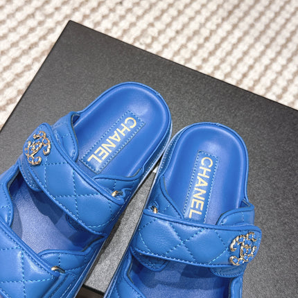 CHANEL 26S SANDALS IN BLUE CALFSKIN