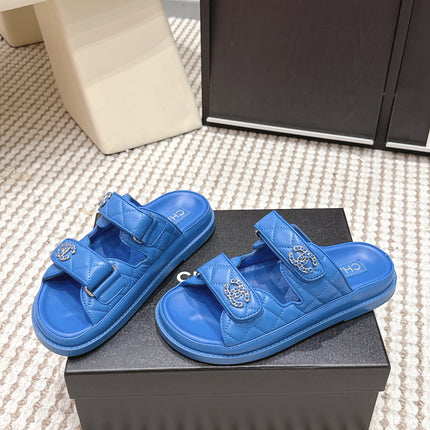 CHANEL 26S SANDALS IN BLUE CALFSKIN