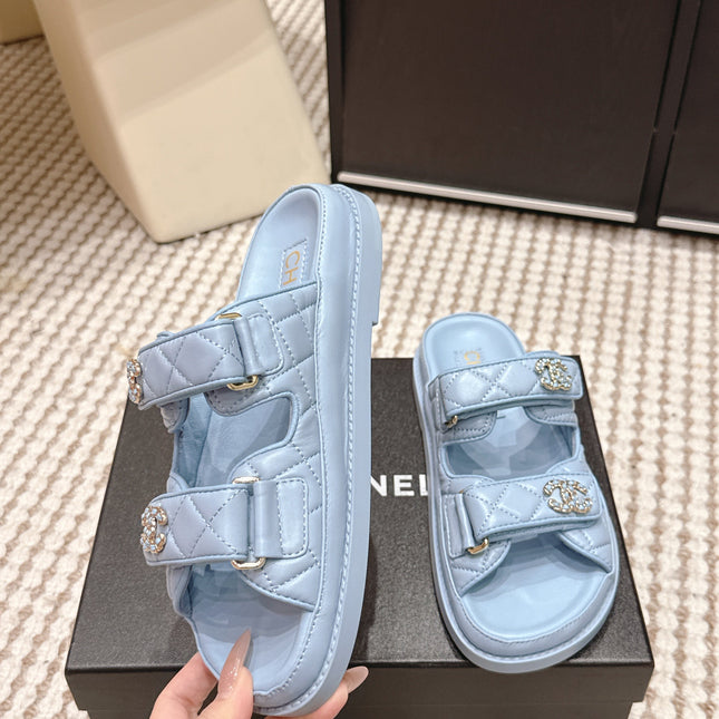 CHANEL 26S SANDALS IN LIGHT BLUE CALFSKIN